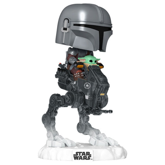 Figura POP Rides Deluxe Star Wars Mandalorian & Grogu The Mandalorian with Grogu in Imperial Remnant AT-RT