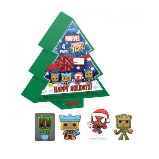Arbol Navidad con 4 figuras Pocket POP Marvel Tree Holiday Exclusive