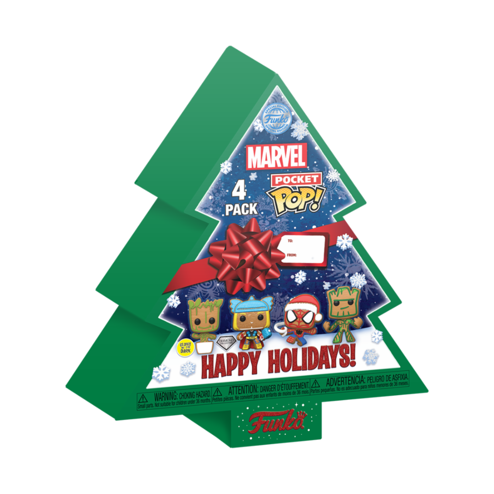 Arbol Navidad con 4 figuras Pocket POP Marvel Tree Holiday Exclusive