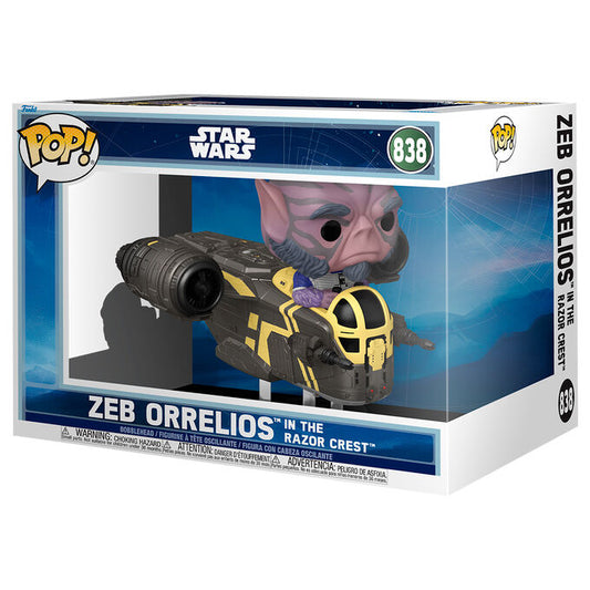 Figura POP Rides Deluxe Star Wars Mandalorian & Grogu Zeb Orrelios in the Razor Crest