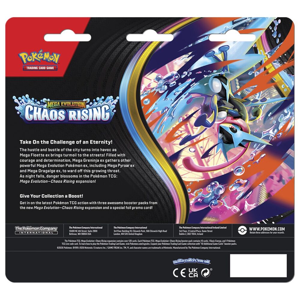 Blister 3 sobres cartas Megaevolution Chaos Rising Pokemon ingles
