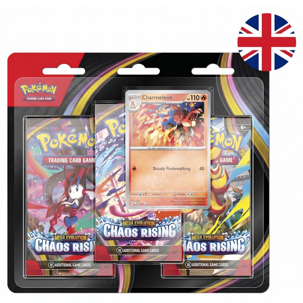 Blister 3 sobres cartas Megaevolution Chaos Rising Pokemon ingles